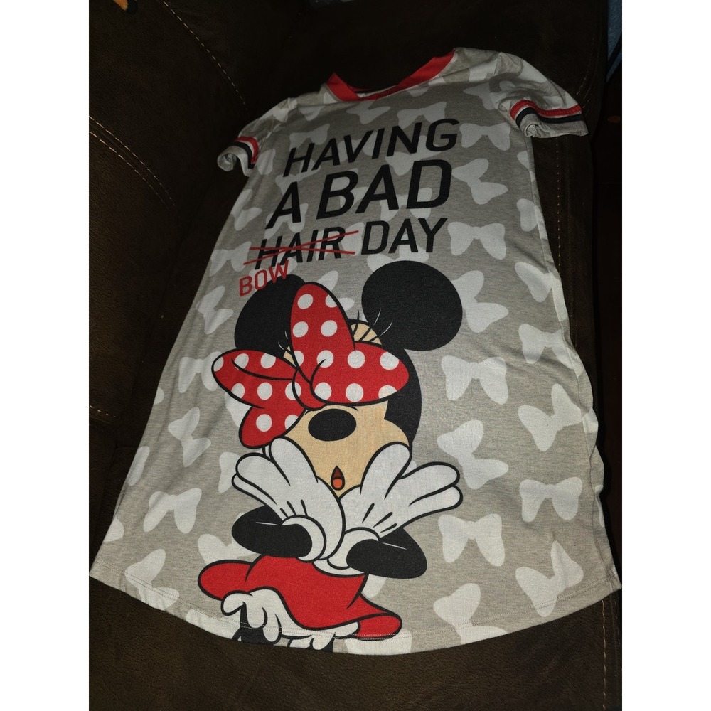 Disney store minnie mouse having a bad bow day pajamas nightgown size 9 10 sleep